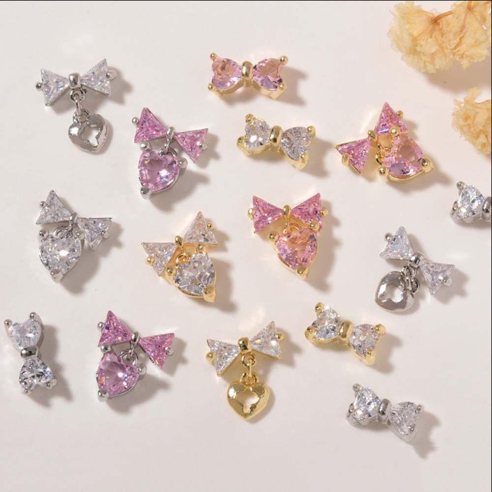 Mxbeauty Ikatan Simpul Kuku Berlian Imitasi Emas&amp;Silver Mewah 3D Kuku Charms DIY Nail Art Nail Drills Nail Art Ornamen Perhiasan Kuku Kristal