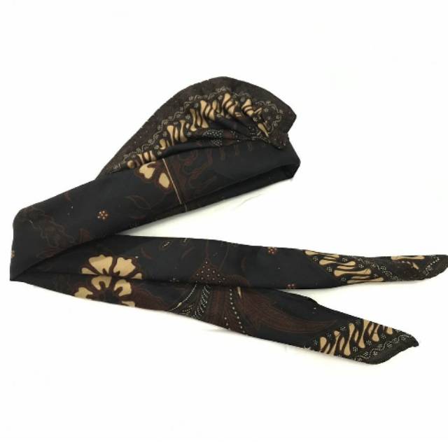 Udeng batik hitam motif bunga