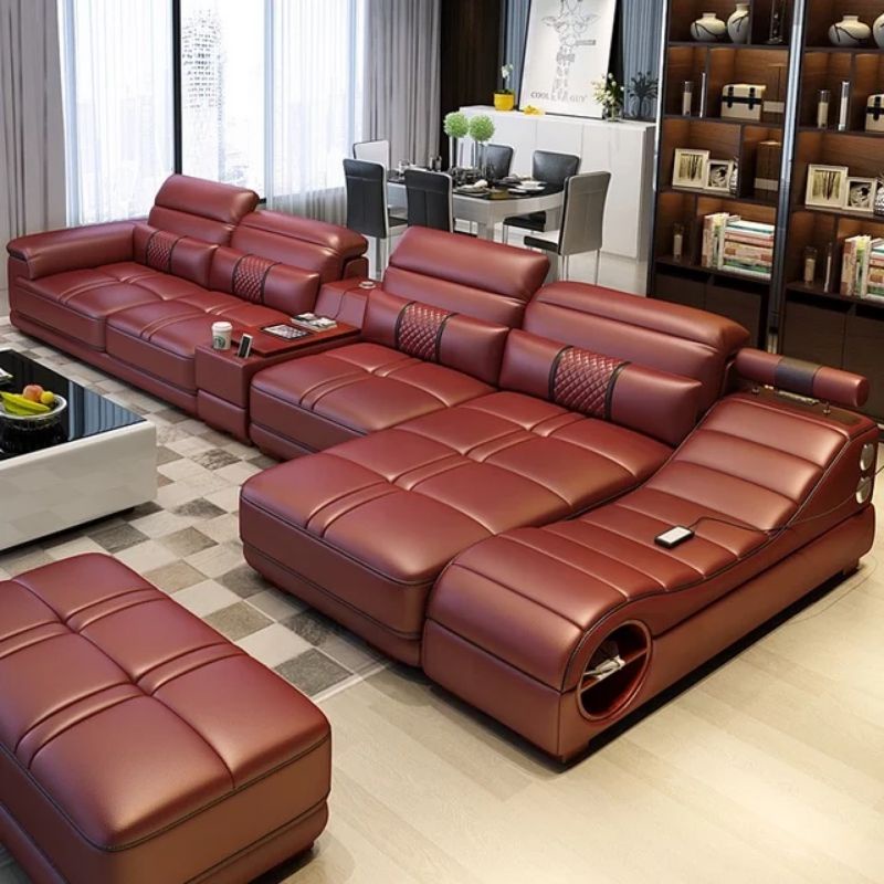 SOFA L SHAPE MODERN SET SOFA KULIT LETTER L MULTIFUNGSI