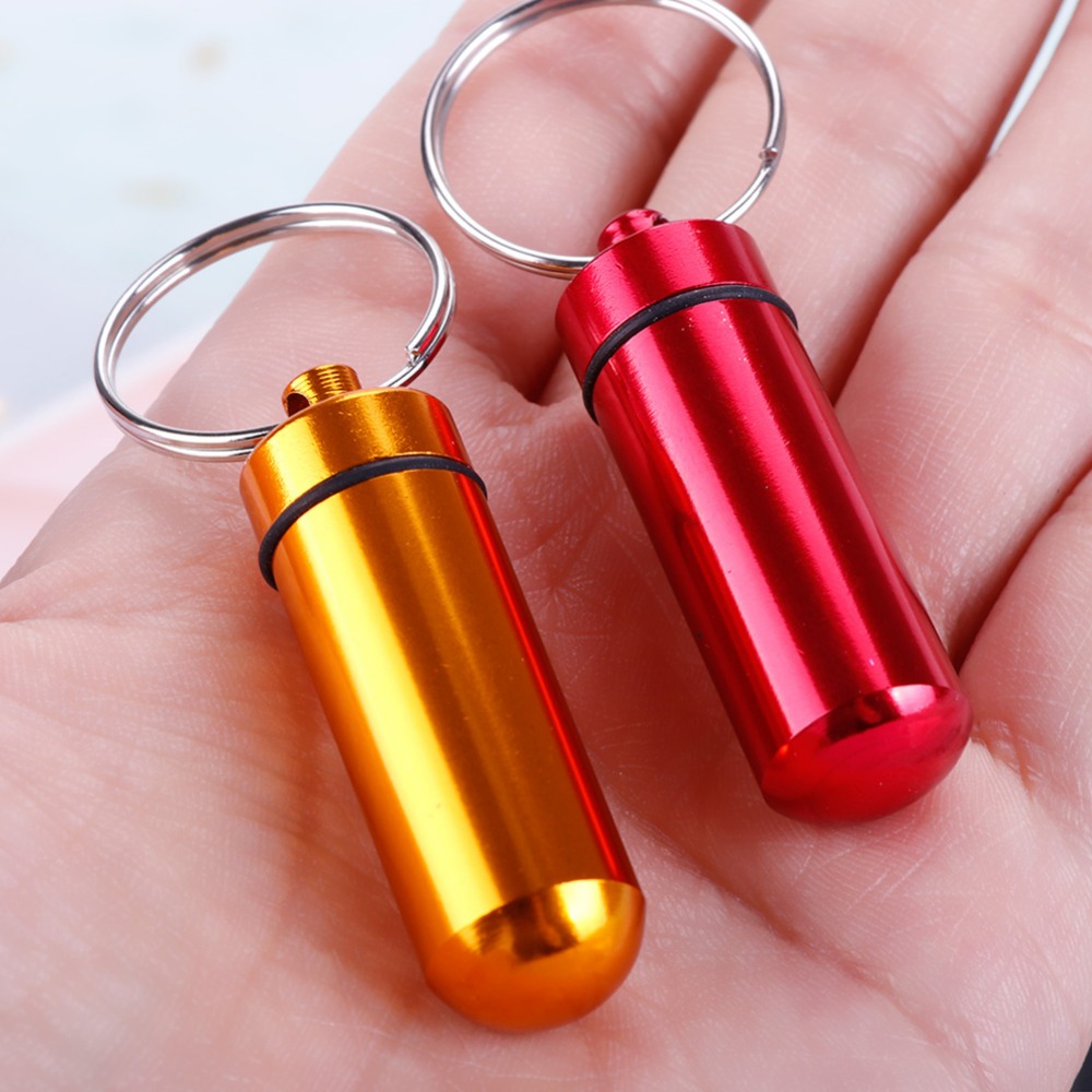 Hot Sale/Kotak Gantung Gantungan Kunci Aluminium Portable/Wadah Case Mini Sealed/Botol Tempat Pil Tempat Penyimpanan Obat