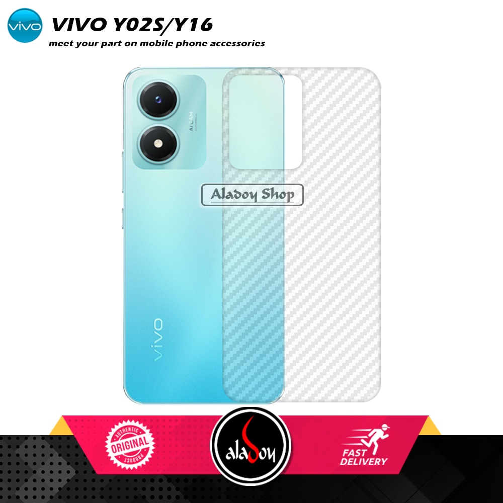 PROMO 3 IN 1 PAKET Tempered Glass Vivo Y02S/Y16 Free Tempered Glass Camera dan Skin Carbon