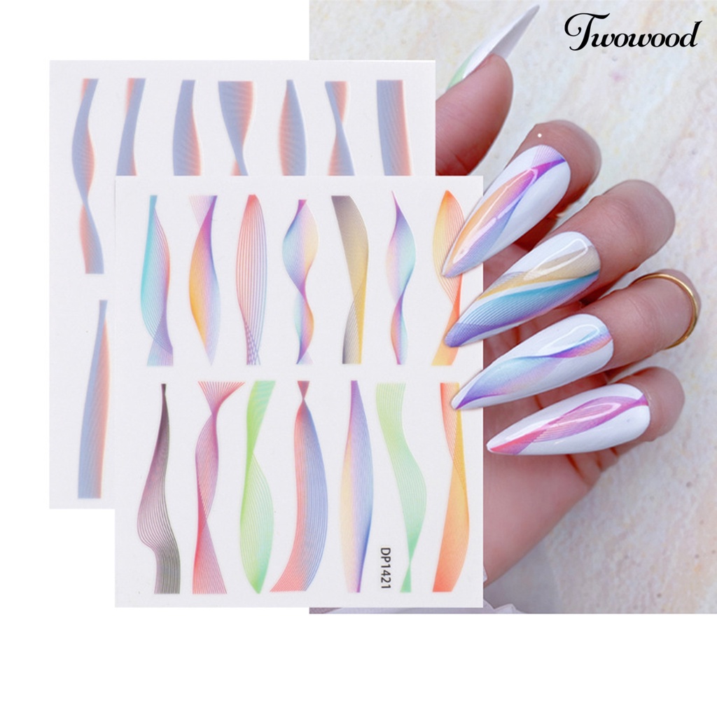 Twowood Stiker Kuku Motif Ukiran Pita 3D Tahan Lama Untuk Manicure / Nail Art DIY