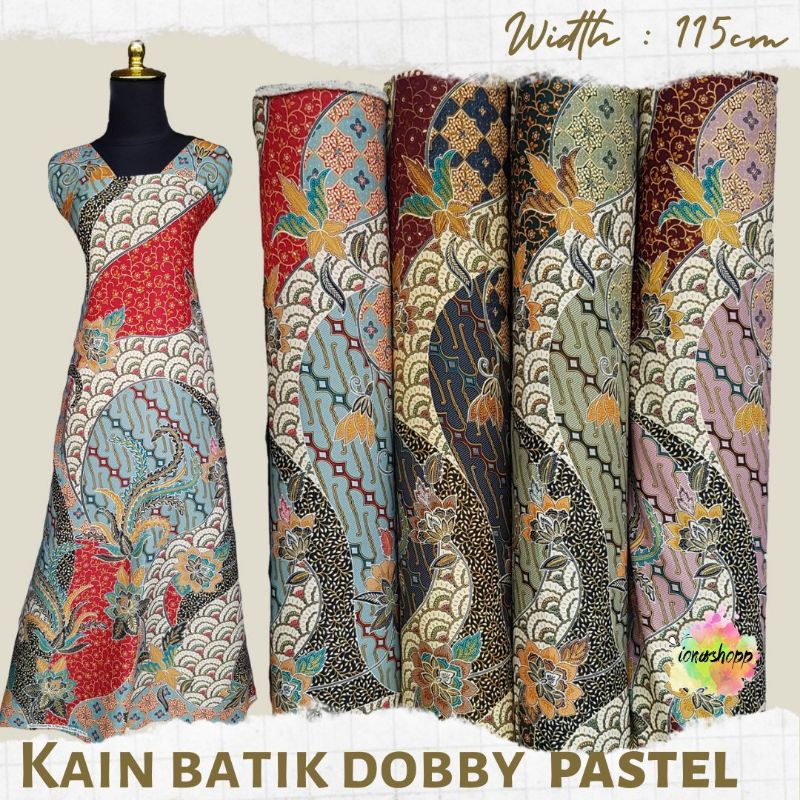 Kain Batik Dobby Embos Silky Warna Pastel Lebar 115cm