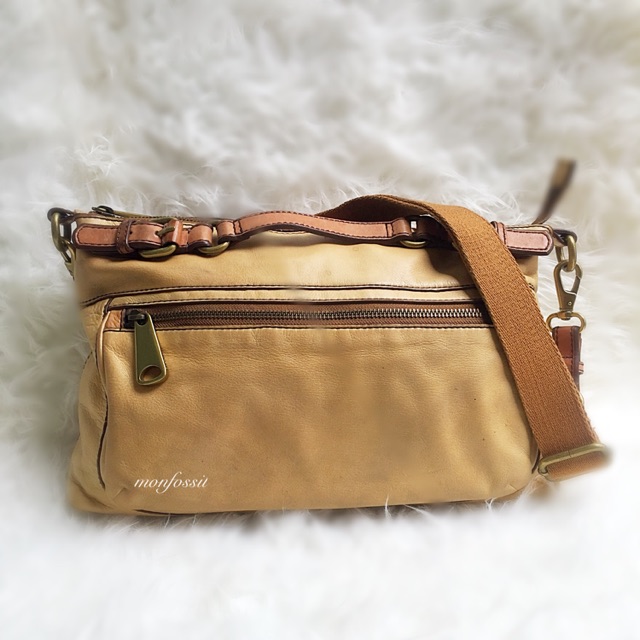 PRELOVED FOSSIL EXPLORER SATCHEL SOFT YELLOW