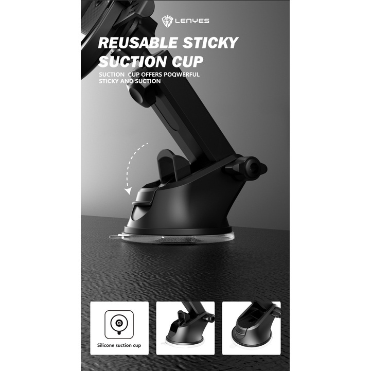 LENYES CR125 CAR Holder Car mount tempel Dasbor atau Kaca Mobil meja Kuat Kokoh penyangga dudukan HP mobil 360 rotasi original