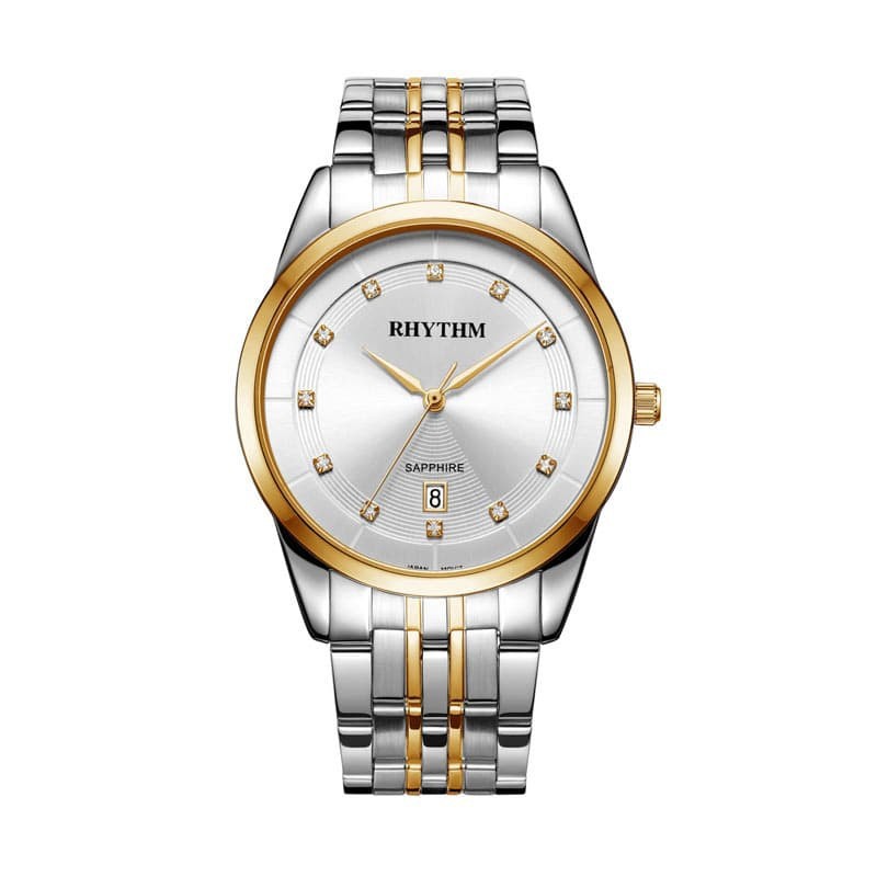 jam tangan Pria RHYTHM 1301 silver gold original G1301S SAPPHIRE