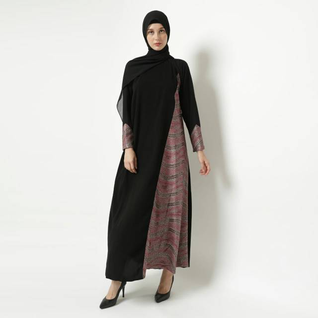 Gamis abaya pesta mewah motif songket