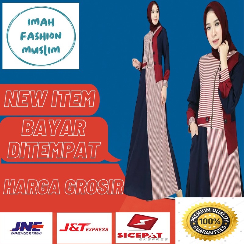 fashion baju setelan pakaian atasan busana wanita muslim gamis long dress motif jumbo termurah A69