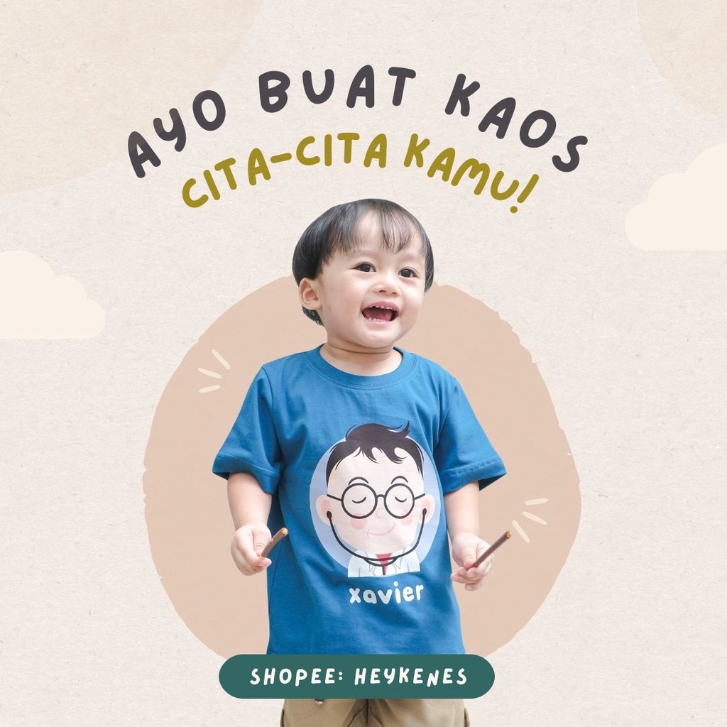 Heykenes Kaos Anak Custom Profesi Cotton 30s