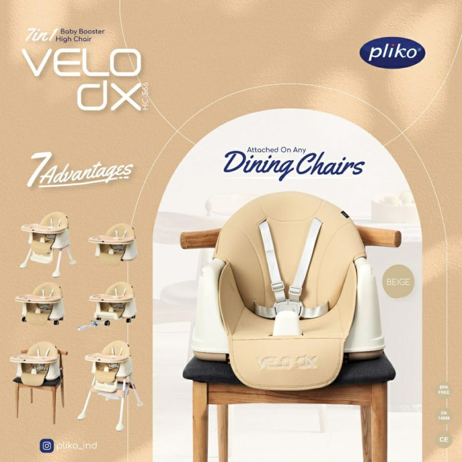 Pliko Baby Booster &amp; High Chair Velo DX - HC-566 / Kursi Makan Bayi