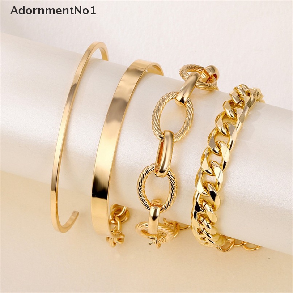 (AdornmentNo1) Gelang Tangan Rantai Metal Tebal Besar Gaya Retro Untuk Wanita