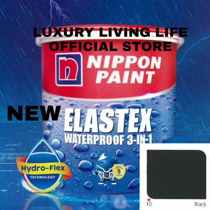PERTUKANGAN CAT & PERLENGKAPAN NIPPON ELASTEX 3 IN 1 AQUAPROOF TINTING 20KG BLACK 10