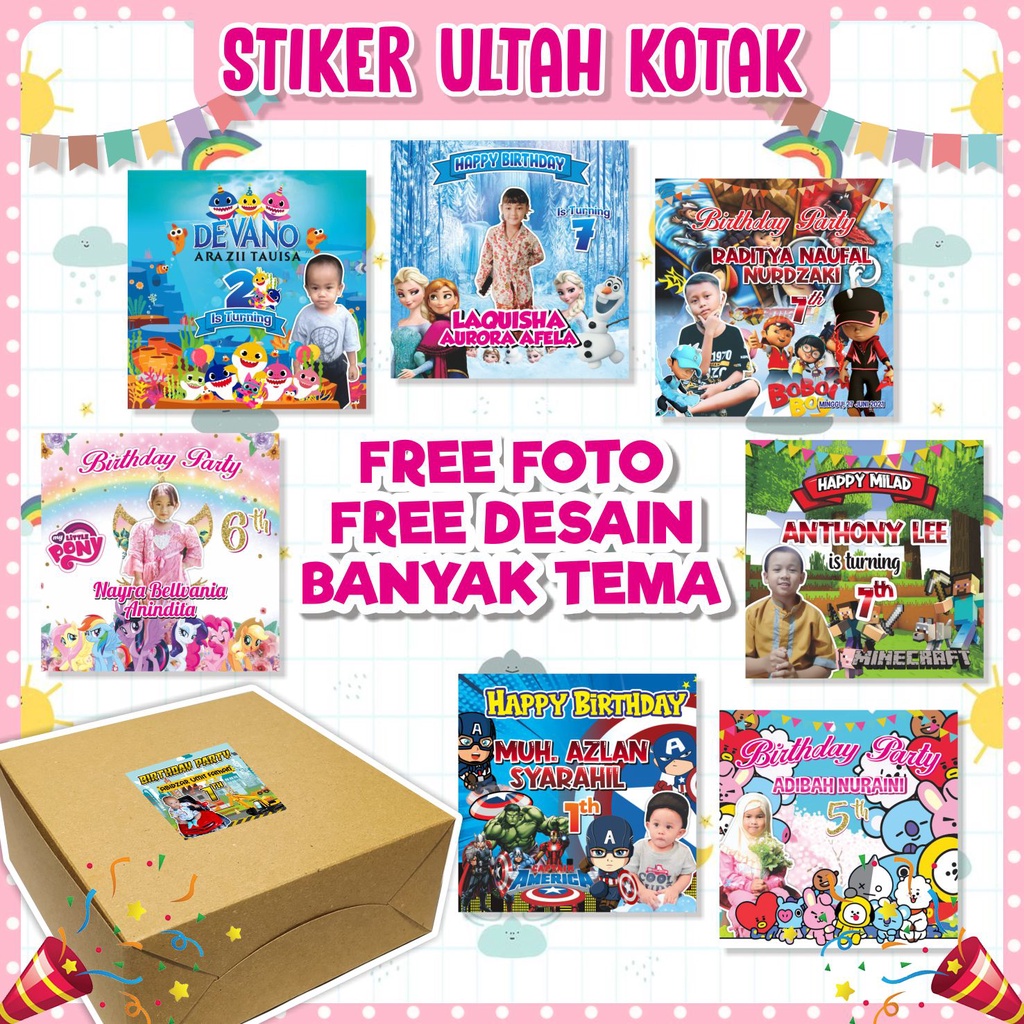 

STIKER ULANG TAHUN CUSTOM FOTO | STIKER PERSEGI | STIKER TASYAKURAN | STIKER HAJATAN