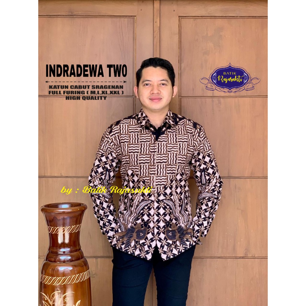 INDRADEWA RAJASAKTI KEMEJA BATIK SOLO PRIA LENGAN PANJANG LAPIS FURING ATASAN BATIK PREMIUM MODERN KATUN HALUS BAHUWIRYA  BANAMITRA BANAMITRA PUTIH BANGSAWAN BAYU PUTRA BERLIAN BIRU BHARATAYUDA BIMASENA BIRENDRA BIRU INDAH BRAHMAKERTA BRAHMAKERTA MERAH