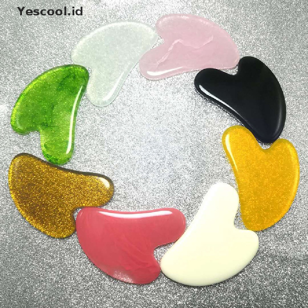 【Yescool】 Natural Jade Guasha Scrapping Plate Massager Face Meridian Plate Tools New .