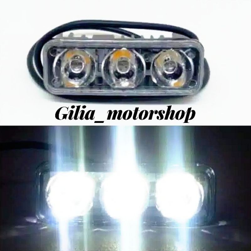 Lampu Tembak LED E03 Sorot Cree 3 Mata 9 Watt CR7 Kabut Motor Mobil E03 Worklight Cr7