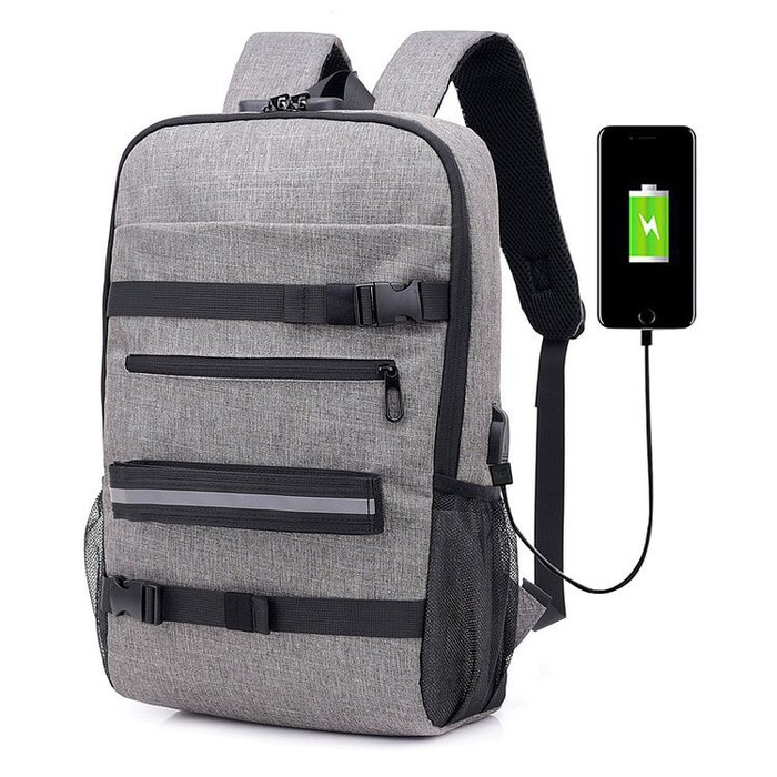 Tas Ransel Sekolah Travel Backpack USB Padlock