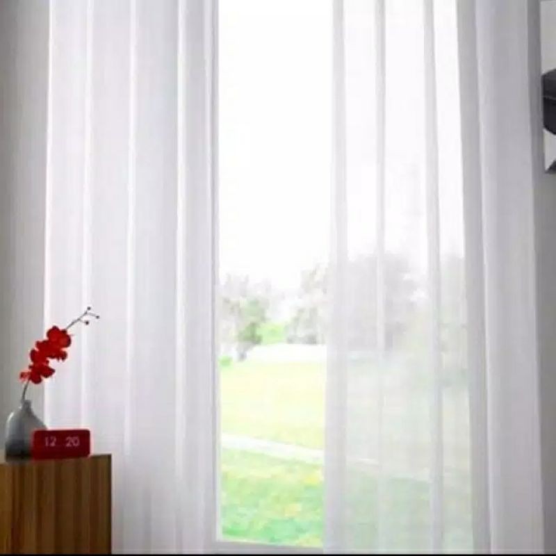 gorden tipis transparan vitrase polos putih