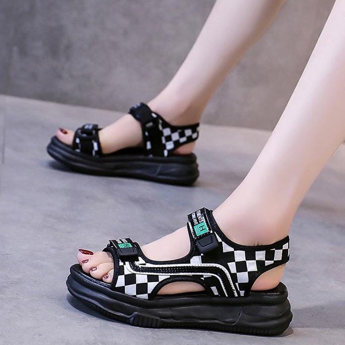 TBIG [COD] Sandal Tali SANQUARTO Wanita Import Korea Style Santai Wanita Sandal Wedges