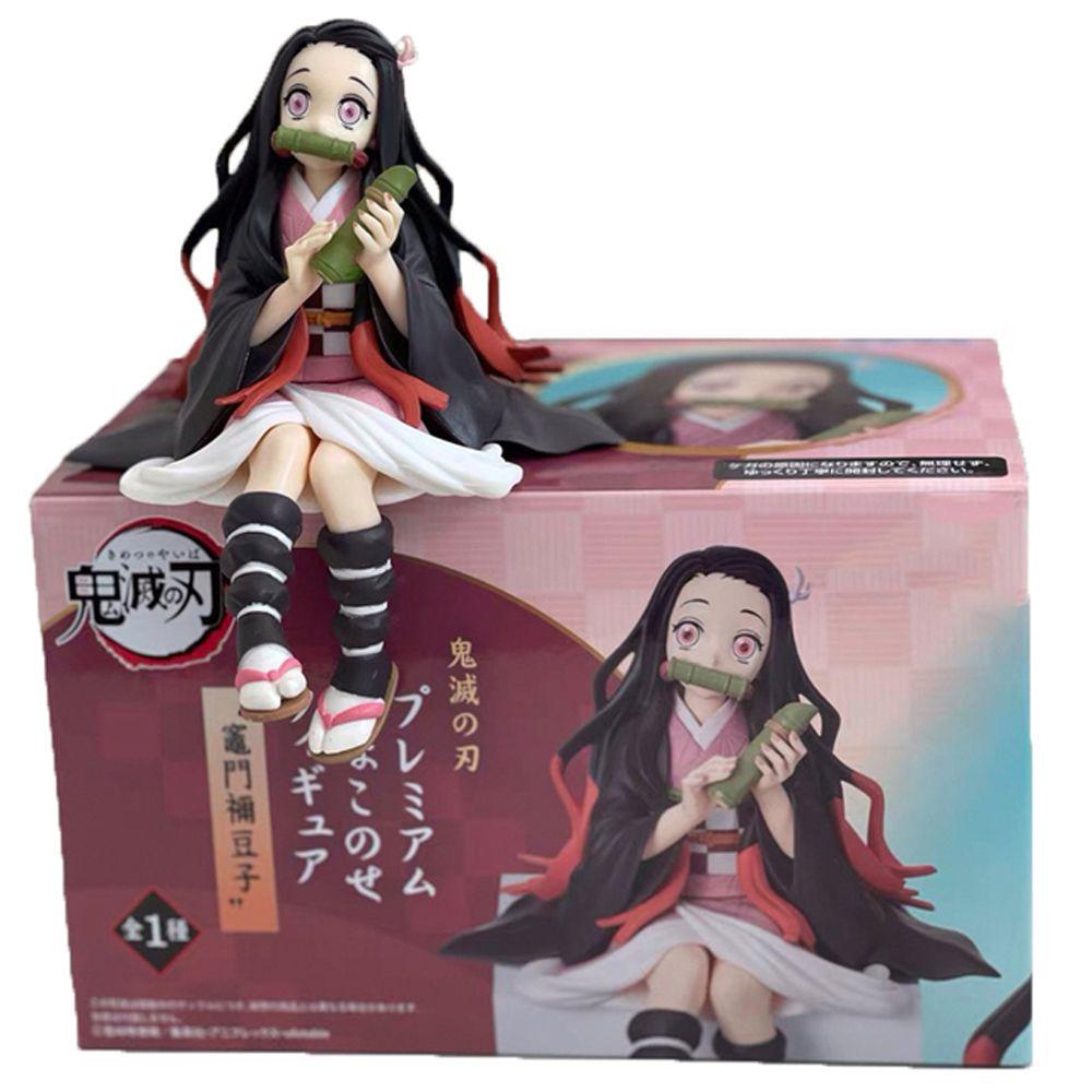 AUGUSTINA Demon Slayer Action Figure Collectible Moldel Lucu PVC Shinobu Nezuko Q Version Boneka Kartun Posisi Duduk Tokoh Anime