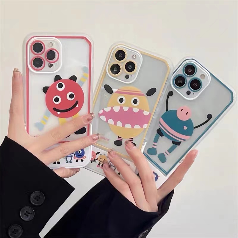 Soft Case TPU Transparan Shockproof Motif Monster Kecil Untuk IPhone 13 12 11 Pro X XR XS Max SE 2020 6 6S 7 8 Plus