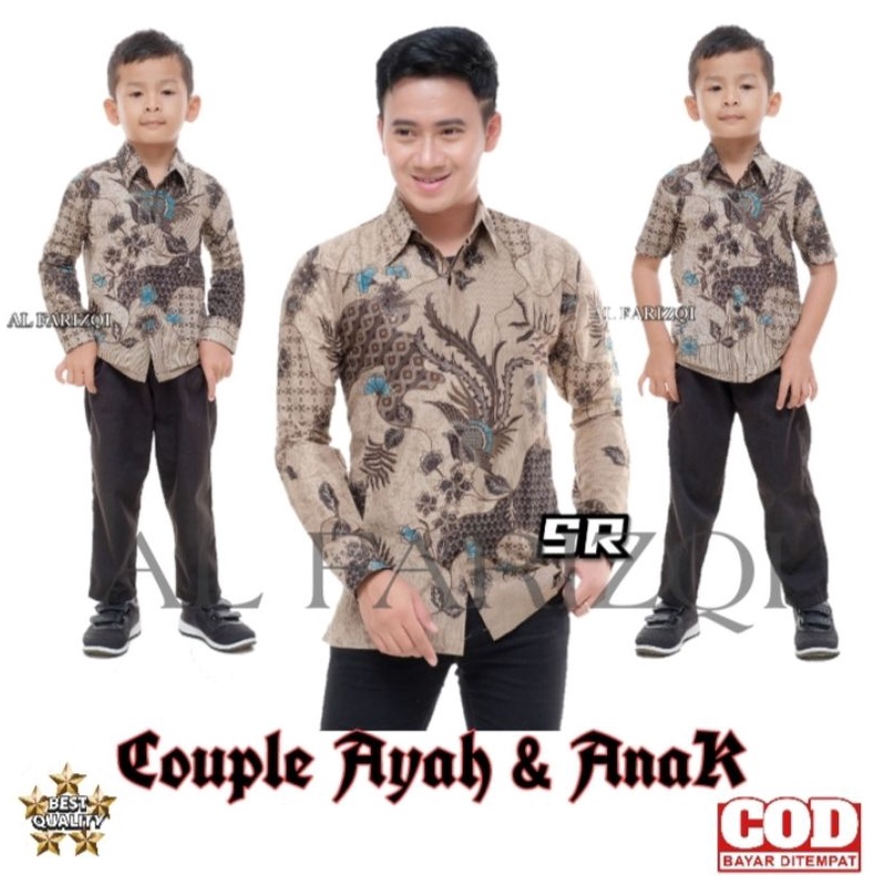 BAJU BATIK COUPLE AYAH DAN ANAK LAKI-LAKI SEKAR JAGAT TERLARIS / BATIK JUMBO/COD