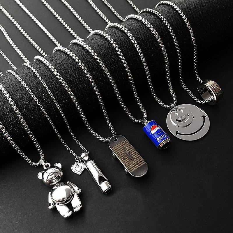 Kalung Rantai Panjang Bahan titanium steel Gaya hip hop Untuk Pria Dan Wanita