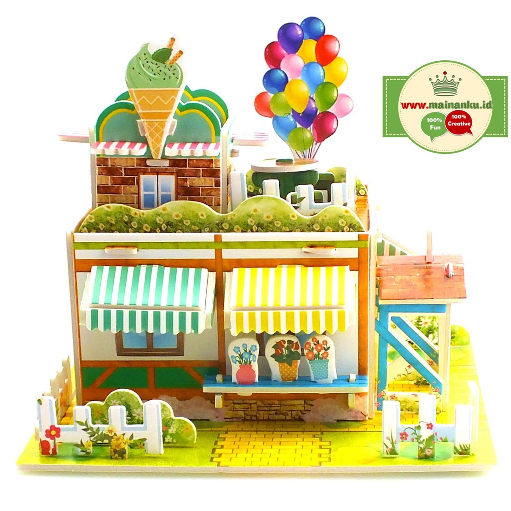 Mini Puzzle 3D | ICE CREAM HOUSE | Puzzle 3 Dimensi Rumah - 1690-42