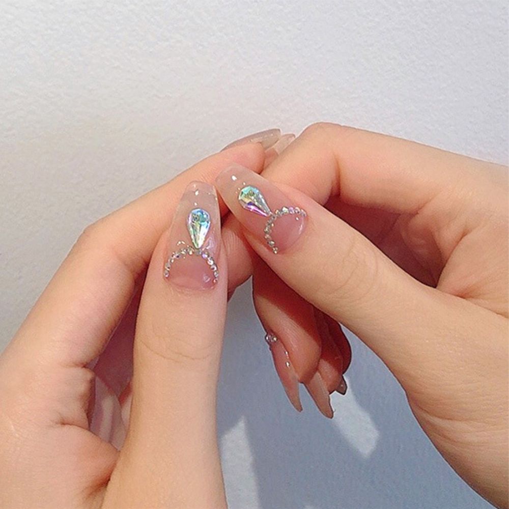 Anhes 6 Sekat / Kotak Kristal Berlian Imitasi Glitter 3D Warna-Warni Untuk Dekorasi Nail Art DIY