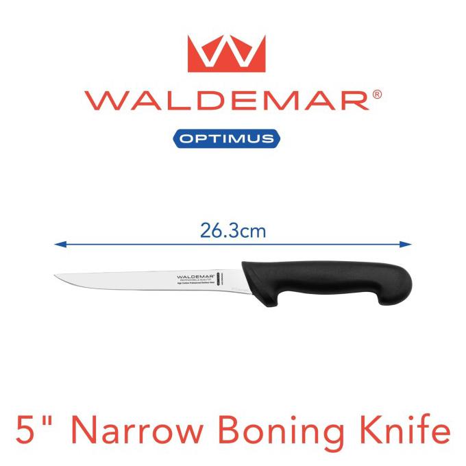Waldemar Optimus Pisau Daging (Narrow Boning Knife) 5" ,TPR Black