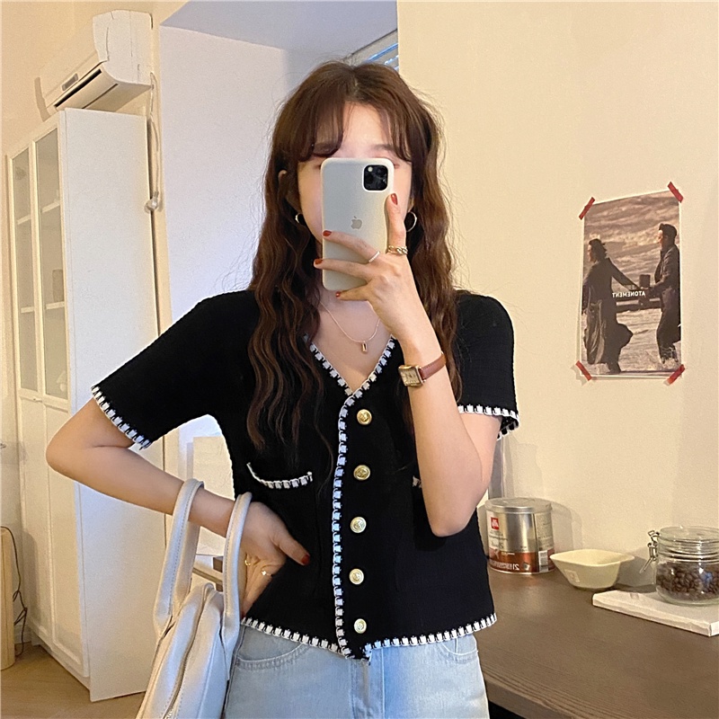 [COD]2 warna cardigan rajut atasan crop top kardigan rajut lengan panjang fashion korea style wanita