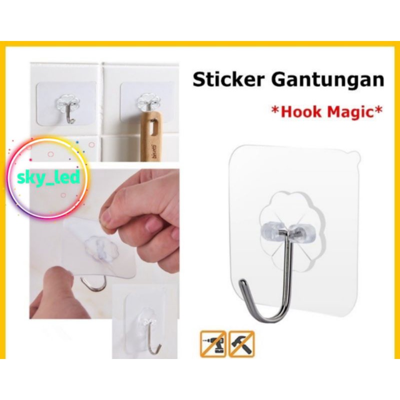 GANTUNGAN HOOK MAGIC TEMPEL HOOK AJAIB AKSESORI KAMAR MANDI KAIT DIPASANG DINDING BEBAS PAKU BAGUS