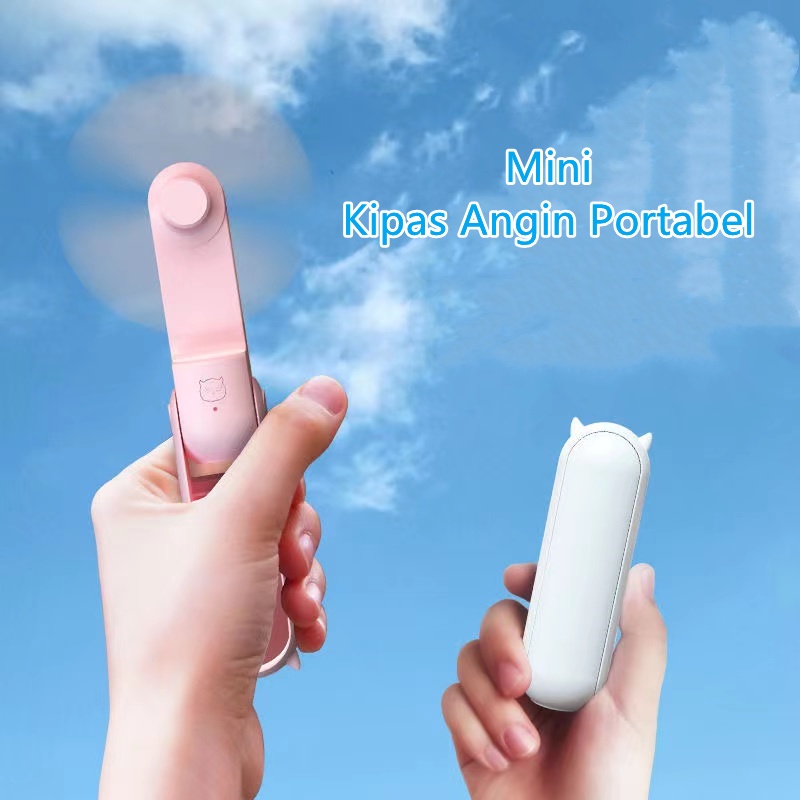 Kipas Angin Portable Fan Usb Kipas Angin Mini +4800mAh  Power Bank + USB Charger 2IN1  Rechargeable Pocket Desk Handheld Fan