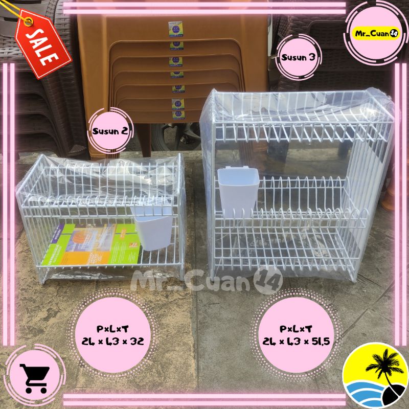 Rak Piring Besi 2/3 Susun Modelline + Tempat Sendok / Rak Gantung