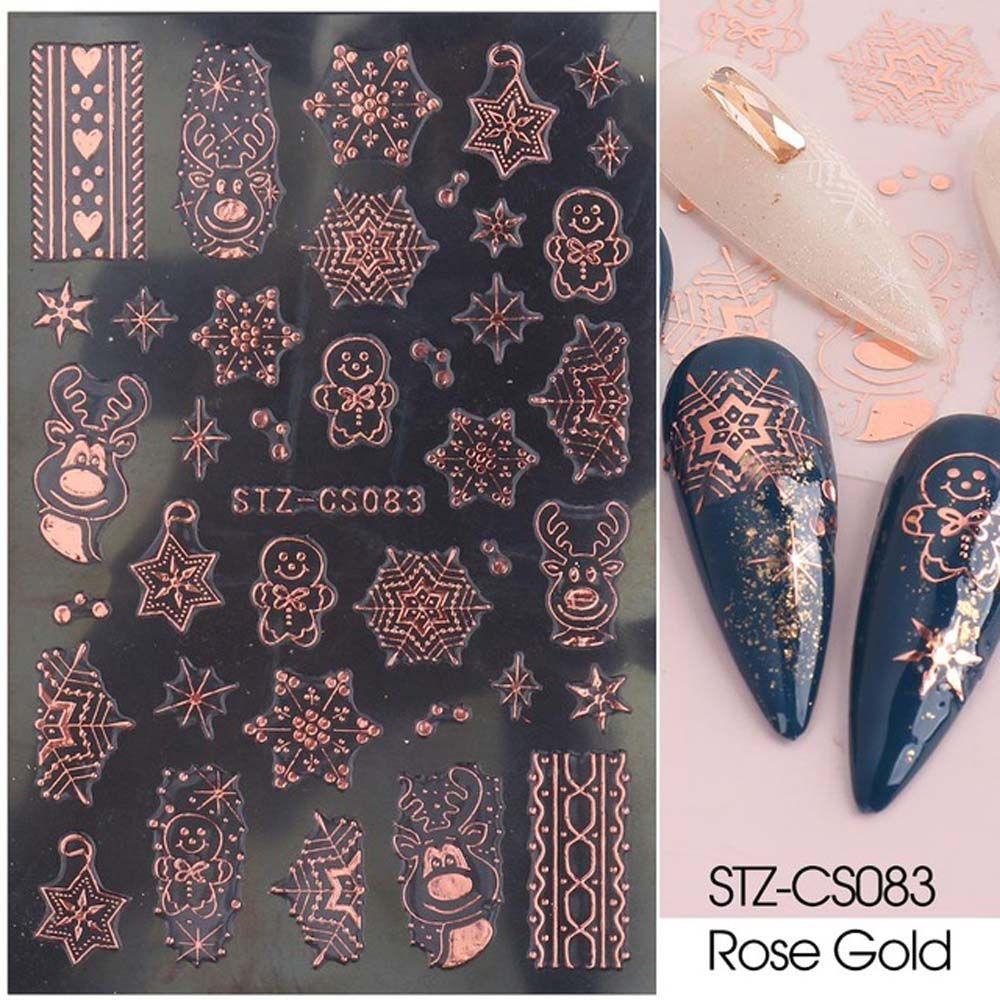 MXBEAUTY Stiker Kuku Natal Wanita Fashion Cinta Hati Manikur Aksesoris Snowman Nail Art Dekorasi