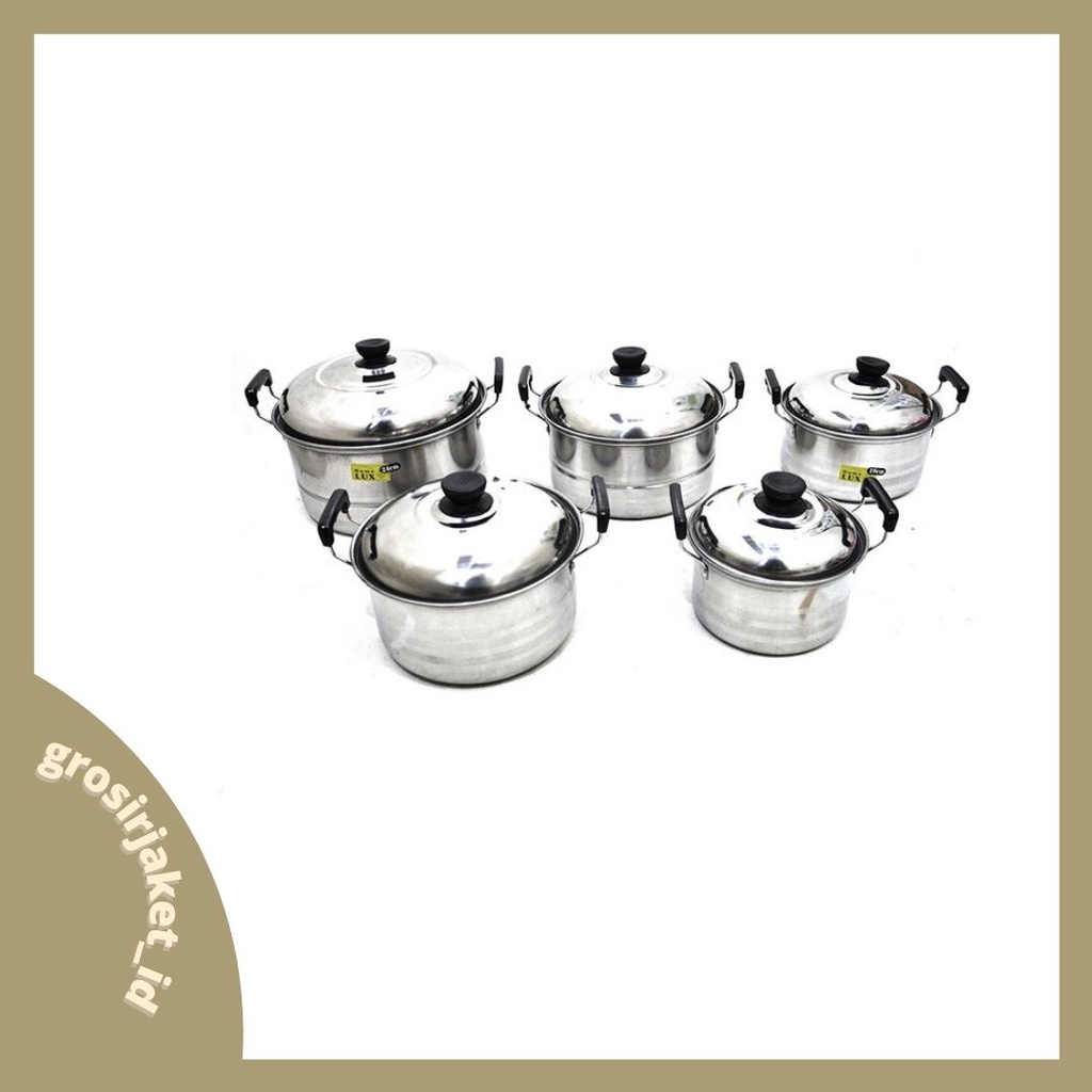 Baa Panci 5in1 Tutup Stainless Panci Set Melengkapi Alat Masak Dirumah Homelux 12pcs F7y3