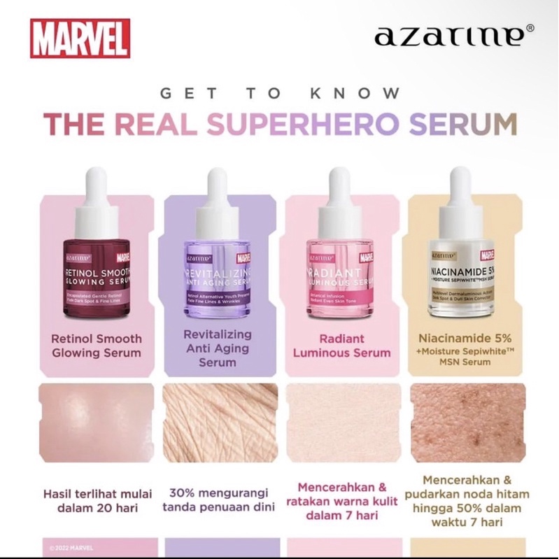 AZARINE Serum Marvel Anti Acne Spot | Niacinamide 5% Serum | AHA BHA PHA Peeling Brightening | Retinol Serum | Anti Aging Serum - 20ml Azarine X Marvel - AZARINE SUPERHERO SERUM