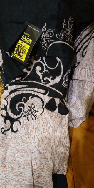 Nayshi Batik Hrb026 Baju Kemeja Batik Hem Sogan Prada Tulis Halus Original Bakung Gold Best Seller