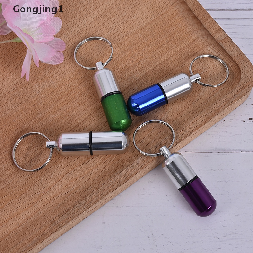 Gongjing1 Gantungan Kunci Botol Holder Obat Pil Bahan Aluminum Anti Air