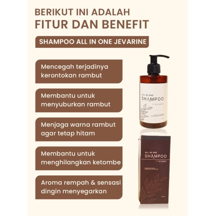 Shampo Jevarine All In One Shampoo Jevarine Efektif/ Shampoo Anti Rontok/  Menumbuhkan Rambut, Penyubur Rambut, Penghitam Rambut, Penghilang Ketombe, Menghilangkan Ketombe, Anti Ketombe, Anti Uban, Penghilang Uban, Mengilangkan Uban, Hitam Alami