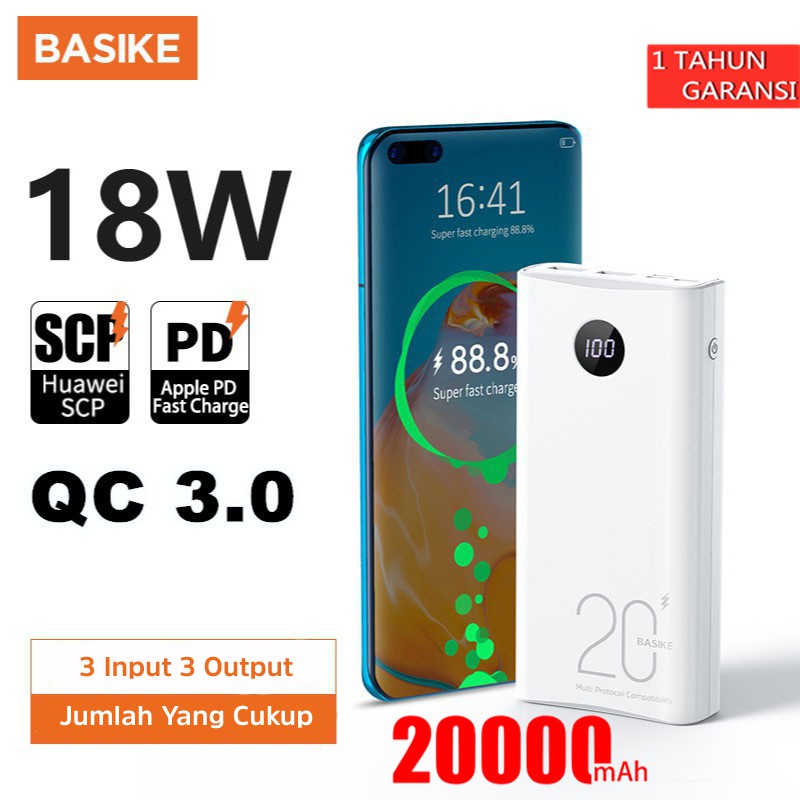 BASIKE Power bank 20000 mah LED Display QC 3.0 PD 18W