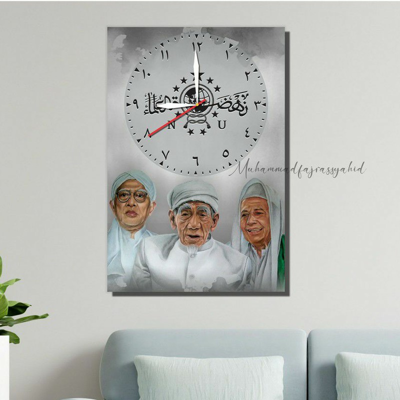 Jam dinding logo NU plus foto ulama