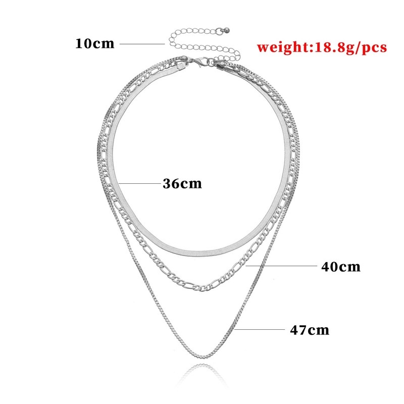 Kalung Multilayer Bentuk Geometris Gaya Punk Korea Untuk Wanita