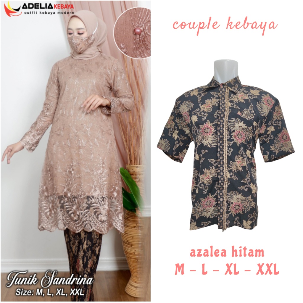 ADE&gt; SET COUPLE KEBAYA TUNIK TILLE MELAYU / BAJU KEBAYA COUPLE / BATIK COUPLE ) COUPLE BATIK MODERN COCOK UNTUK ACARA SERAGAM PESTA DAN WISUDA