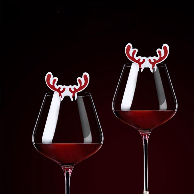 10Pcs/Pack Christmas Decoration For Table Cup Card Xmas Party Supplies Wine Glass Ornament