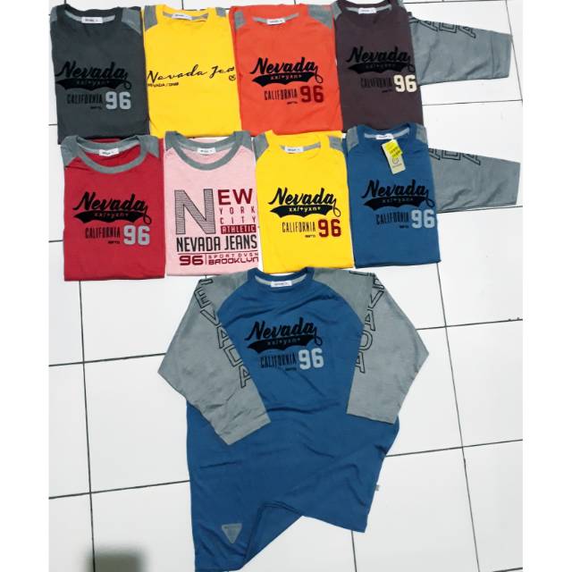  Kaos  Nevada  Pria Dewasa  Lengan Panjang 7 8 Seperempat 