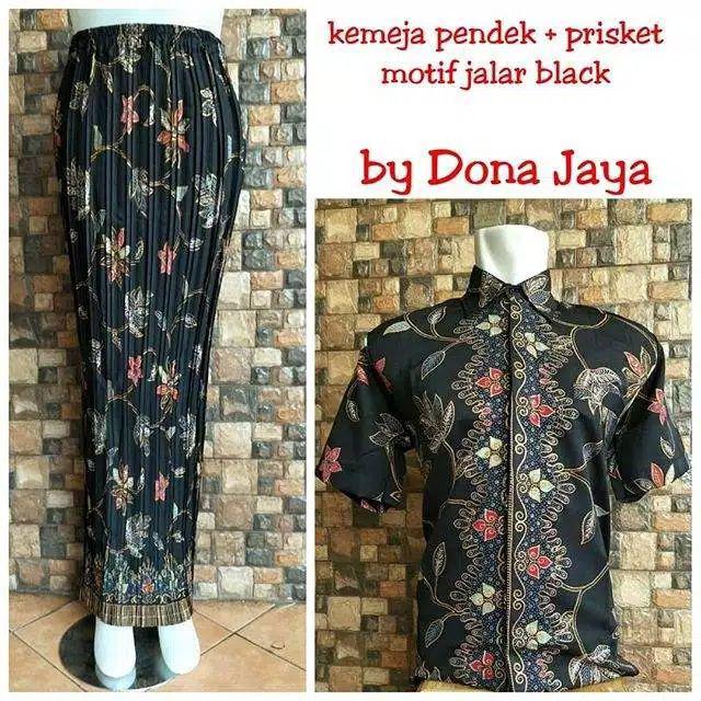 Couple Rok Dan Kemeja Rambat Hitm