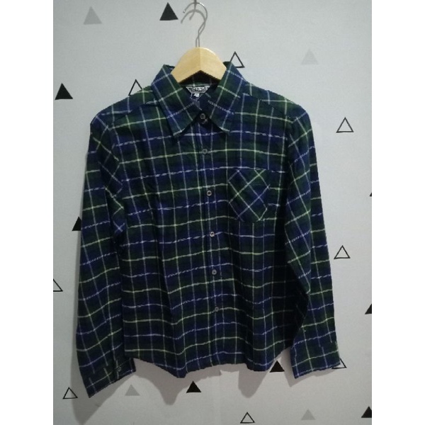 KEMEJA PAKAIAN ATASAN FLANEL SECOND BRANDED || WHITE ROAM