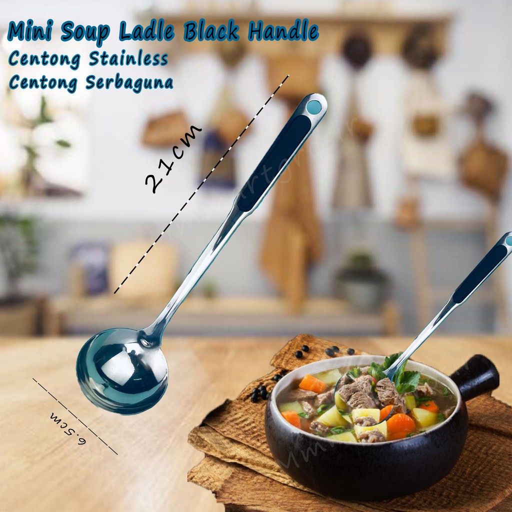 Mini Soup Ladle Black Handle / Centong Stainless