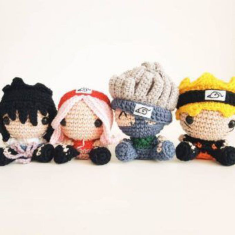 Amigurumi Mini Naruto & Friend's | Boneka Rajut Naruto, Sakura, Sasuke, Kakashi